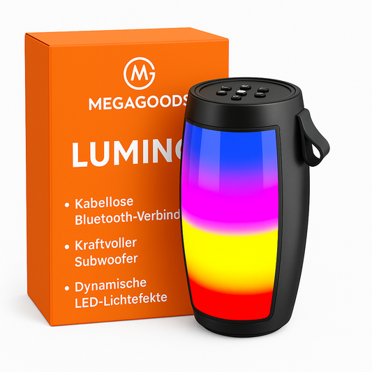 Kabelloser Bluetooth-Lautsprecher tragbar Bass Subwoofer LED DE.