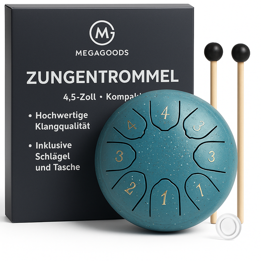 Steel Tongue Drum 4,5 Zoll 8 Töne inkl. Schlägel und Tasche DE.
