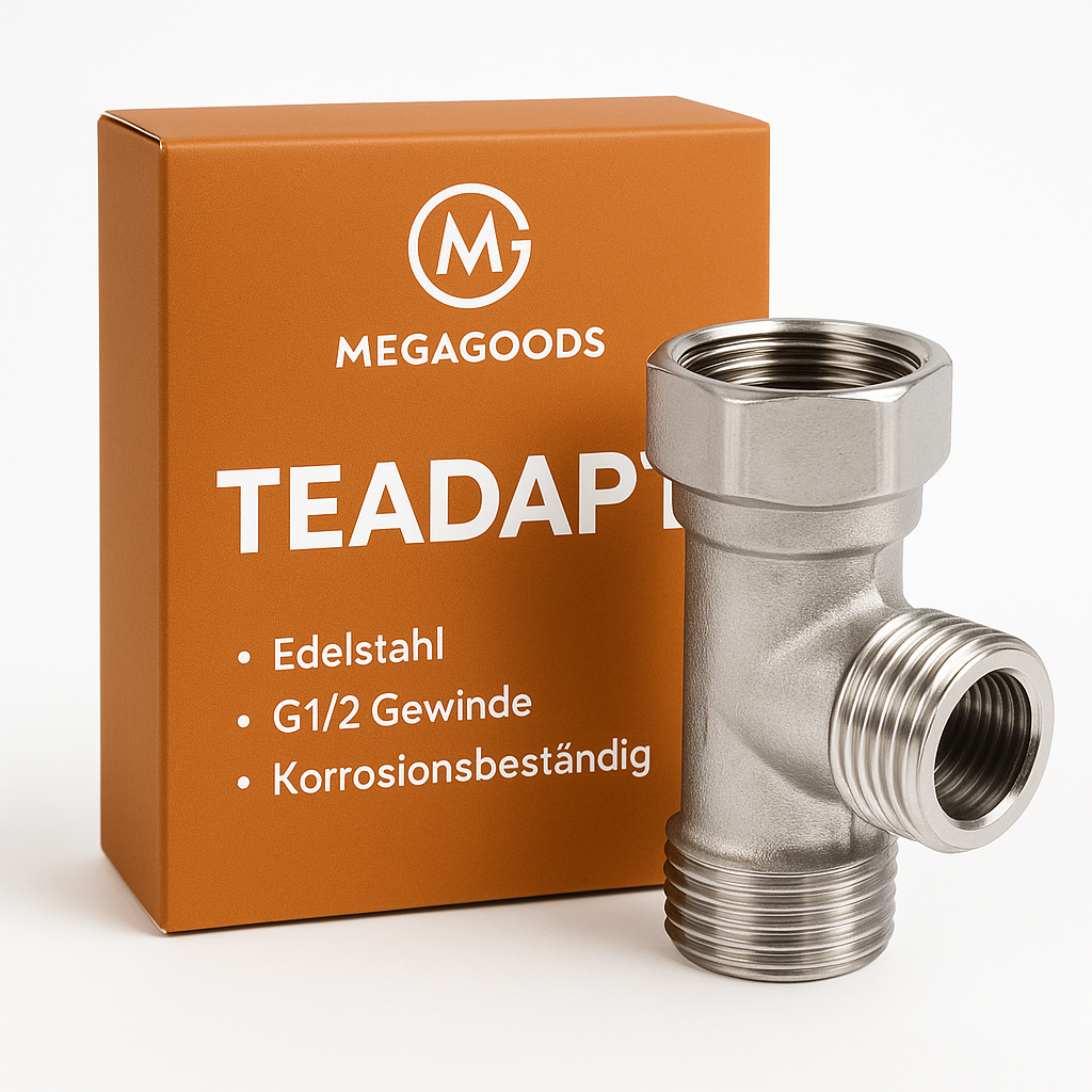 T-Adapter G1/2 Edelstahl 3-Wege Verteiler Ventil Dusche WC DE.