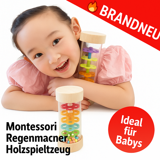 Montessori Regenmacher Baby Rassel Holzspielzeug Musik Sensorik Regenstab