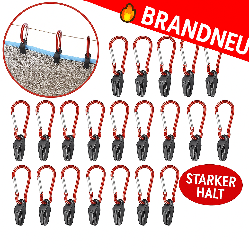 Zeltplane Clips 20 Stück Winddicht Tarp Clips mit Karabiner Markisen‑Clip Klemme Camping