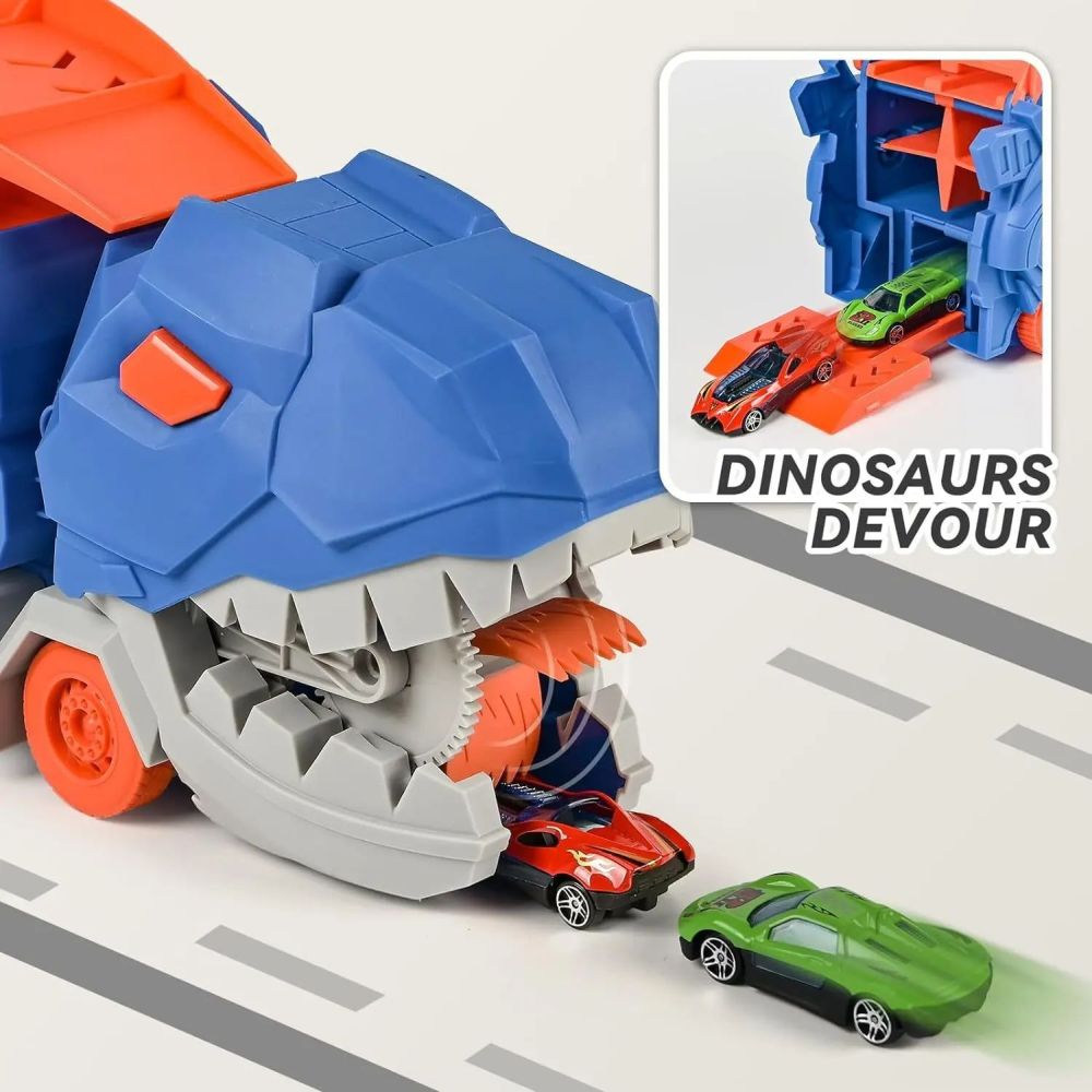 Dinosaurier Transport LKW mit Rennstrecke Spielzeug Geschenk DE.