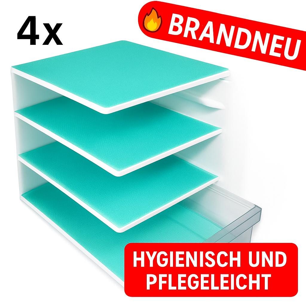 4x Kühlschrankmatte rutschfest wasserdicht Schubladenmatte Anti-Schimmel Pads Küche