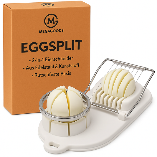 Eierschneider 2-in-1 Edelstahl mit rutschfester PP-Basis DE.