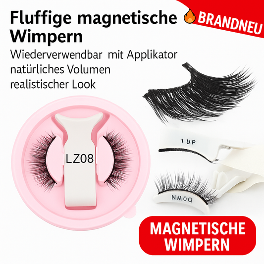 Fluffige magnetische Wimpern Set Wiederverwendbar mit Applikator natürliche Volumen echten Look