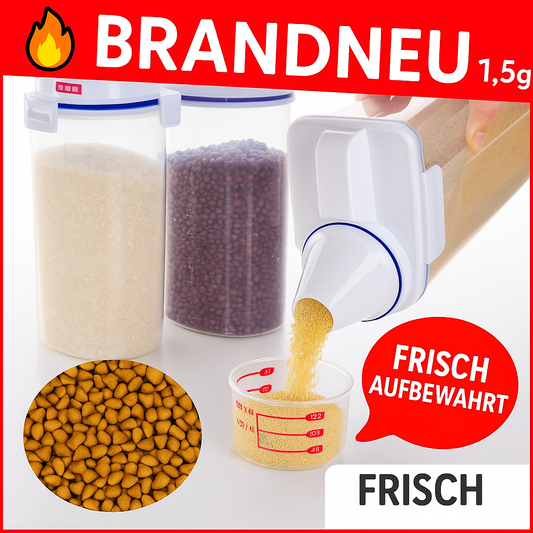 Futterbehälter 1,5kg luftdicht Trockenfutter Aufbewahrung mit Messbecher Haustier