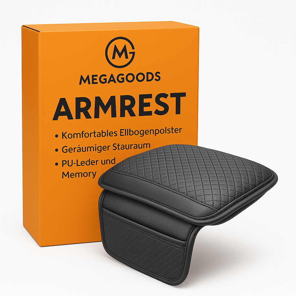 Leder Armlehnenpolster Auto Memory Foam Konsole mit Tasche DE.