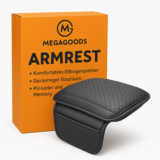 Leder Armlehnenpolster Auto Memory Foam Konsole mit Tasche DE.