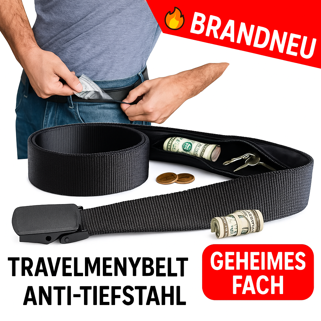 Reise Geldgürtel Herrengürtel Anti‑Diebstahl mit versteckter Geldtasche 125 cm