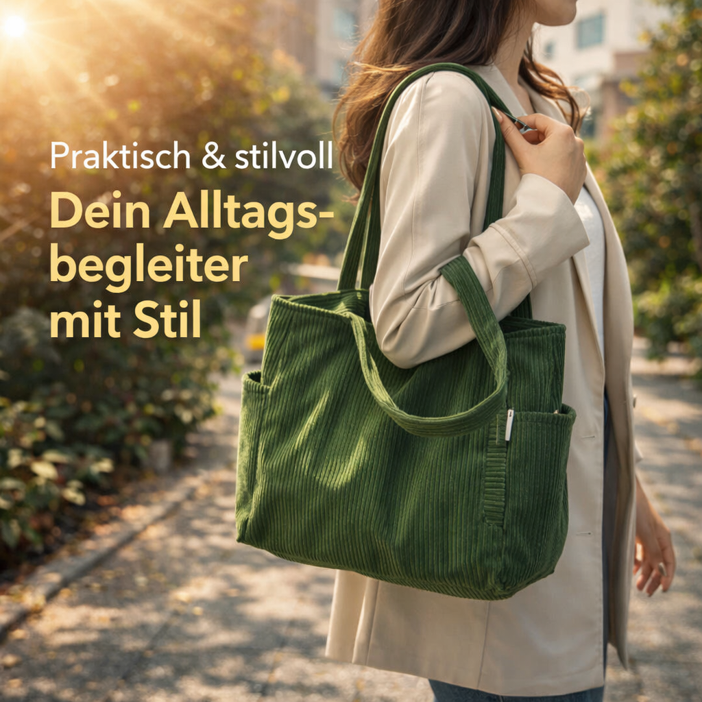 Mila™ Cord Tasche Damen Shopper groß weich Alltagstasche modern leicht