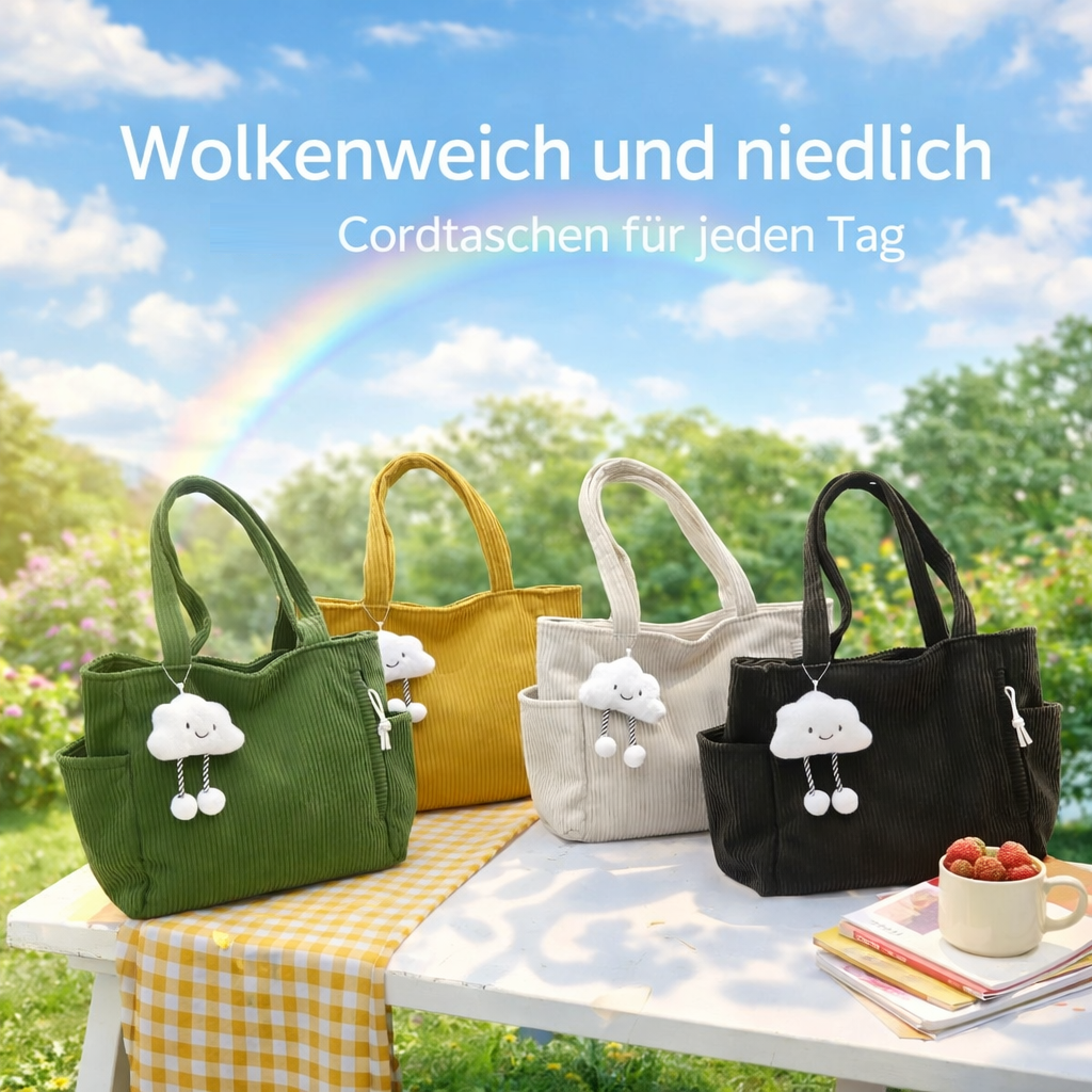 Mila™ Cord Tasche Damen Shopper groß weich Alltagstasche modern leicht