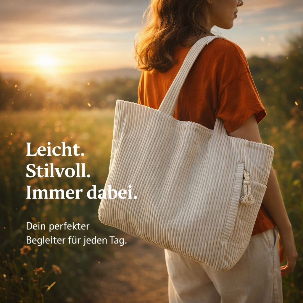 Mila™ Cord Tasche Damen Shopper groß weich Alltagstasche modern leicht