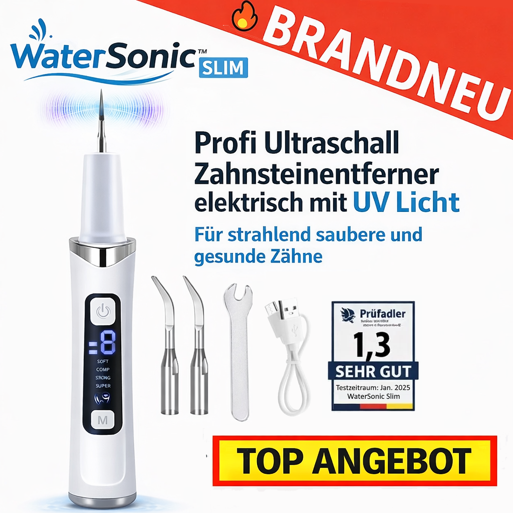 WaterSonic™ Slim - Profi Ultraschall Zahnsteinentferner elektrisch mit UV Licht!