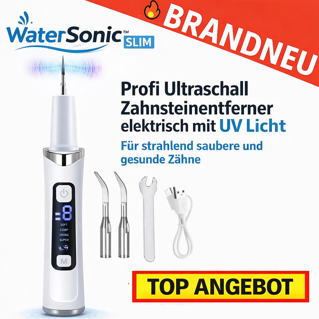 WaterSonic™ Slim - Profi Ultraschall Zahnsteinentferner elektrisch mit UV Licht!