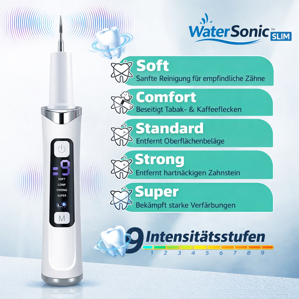 WaterSonic™ Slim - Profi Ultraschall Zahnsteinentferner elektrisch mit UV Licht!