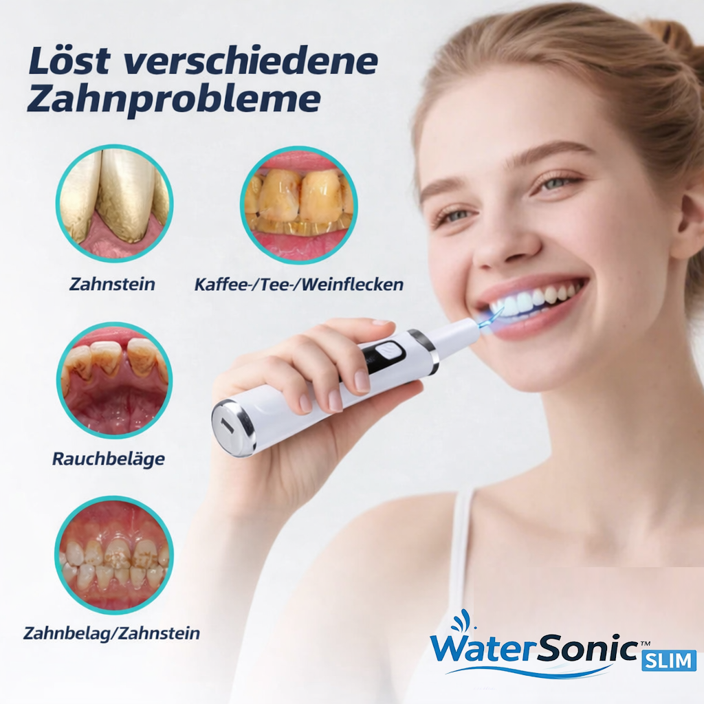 WaterSonic™ Slim - Profi Ultraschall Zahnsteinentferner elektrisch mit UV Licht!