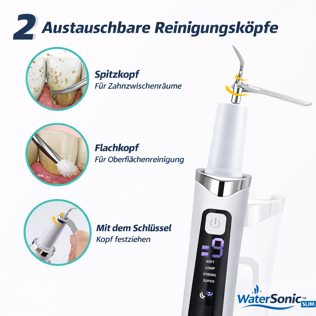 WaterSonic™ Slim - Profi Ultraschall Zahnsteinentferner elektrisch mit UV Licht!