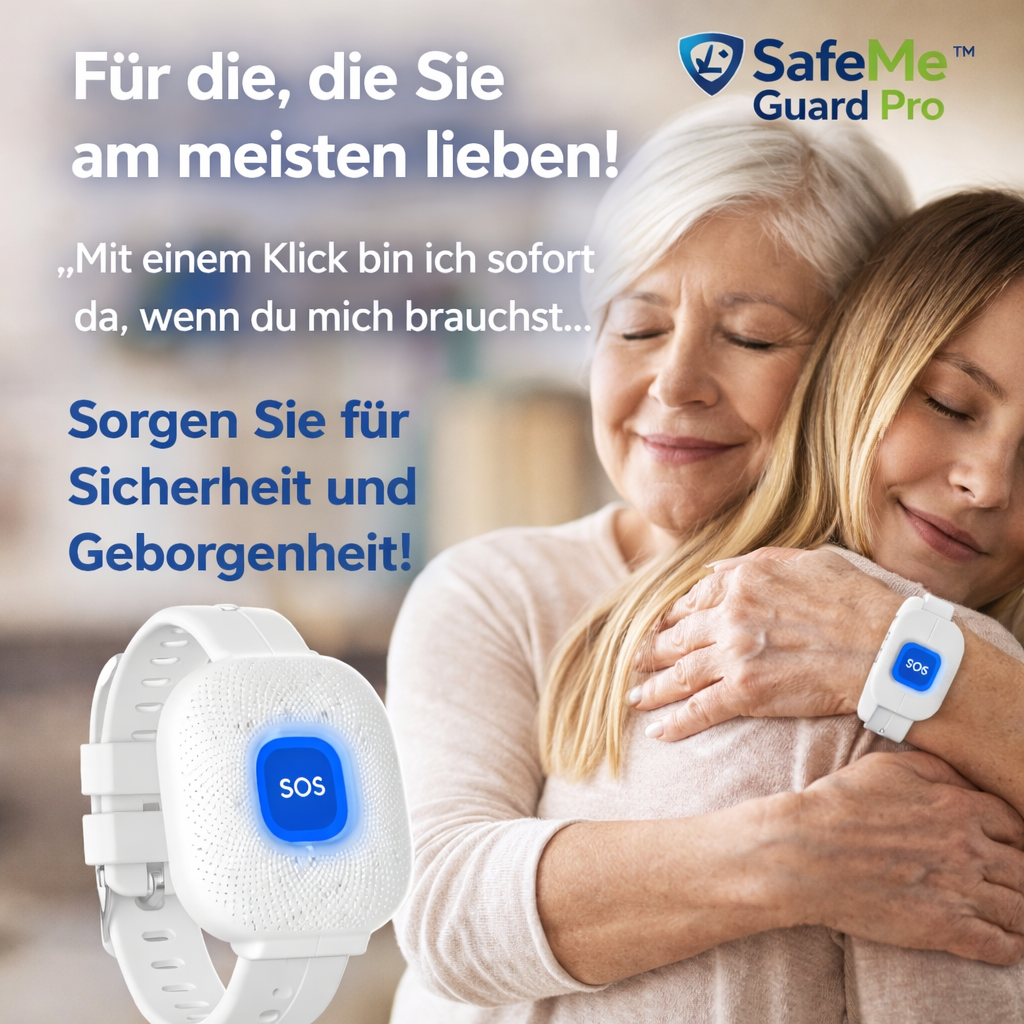 SafeMe™ Guard Pro Notfallarmband SOS Alarm WiFi App Senioren Sicherheit Plus
