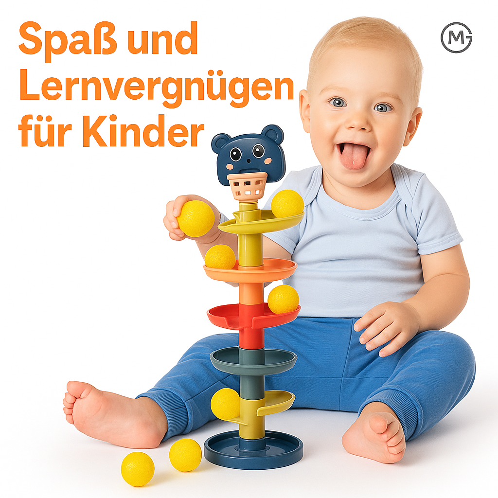 Montessori Kugelbahn Lernspielzeug Kinder Geschenk mit 7 Bällen DE.