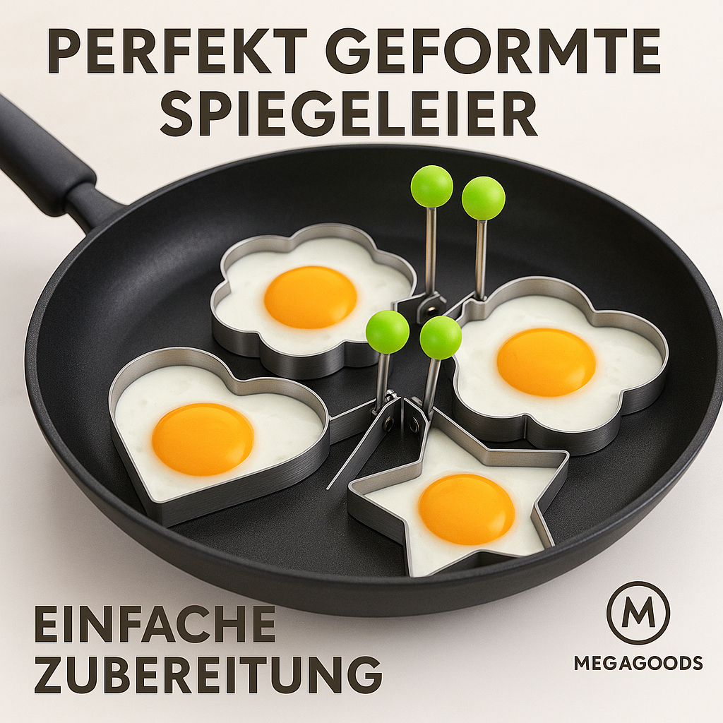 Eierformer Set 5-tlg Edelstahl Herz Blume Stern Rund DE.