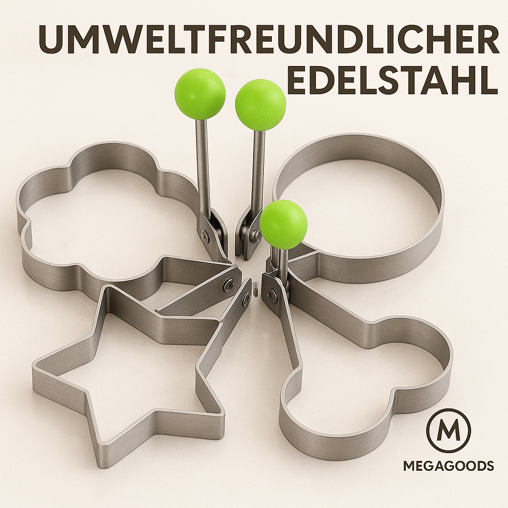 Eierformer Set 5-tlg Edelstahl Herz Blume Stern Rund DE.