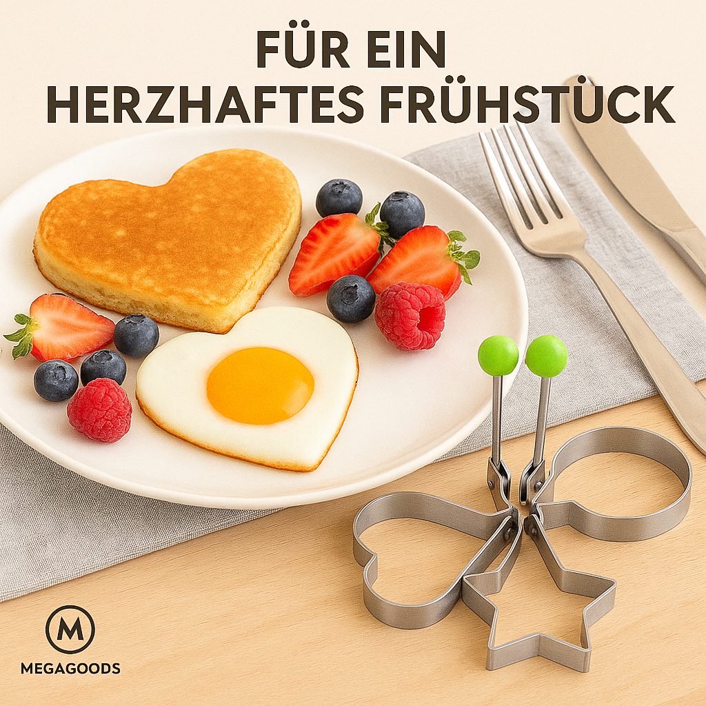 Eierformer Set 5-tlg Edelstahl Herz Blume Stern Rund DE.