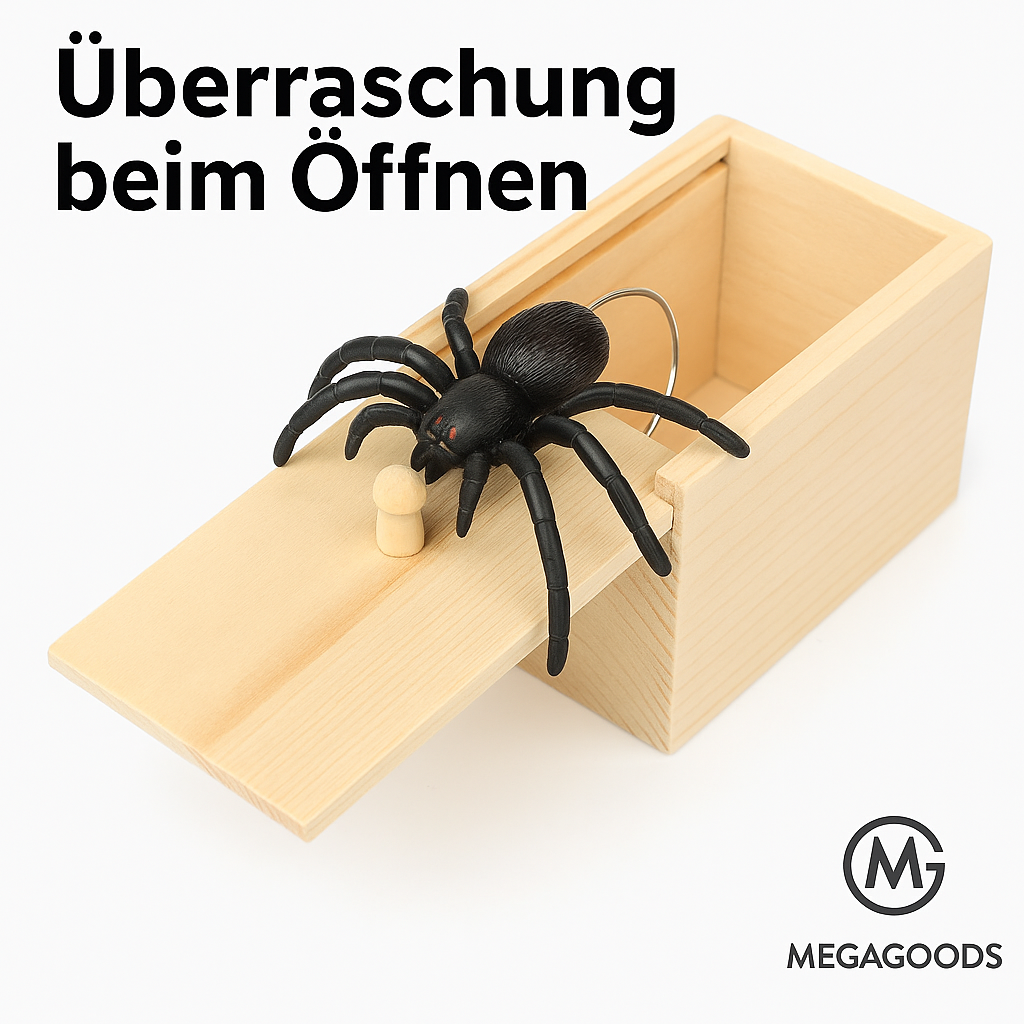 Holzbox Spinne Scherzartikel Spaßspielzeug Prank Gag DE.