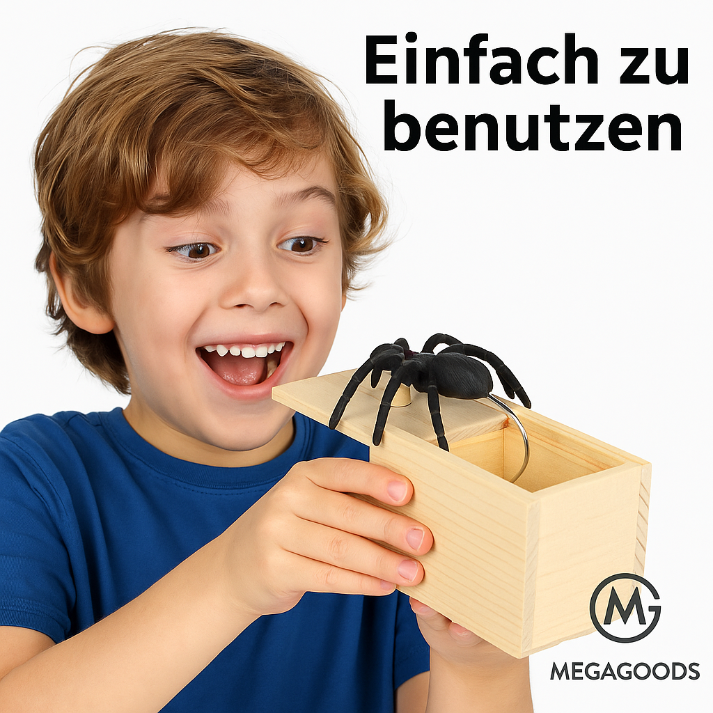 Holzbox Spinne Scherzartikel Spaßspielzeug Prank Gag DE.
