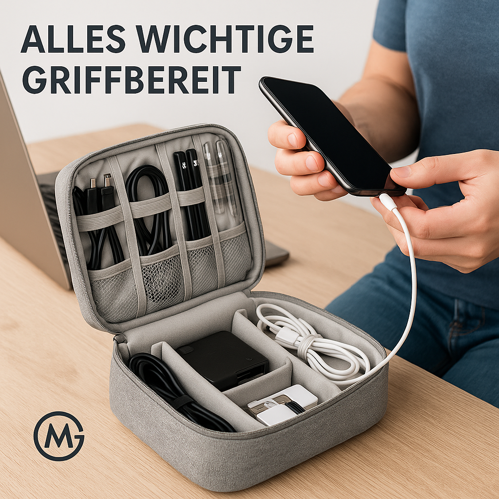 Wasserdichte Kabeltasche Reise-Organizer Elektronik Zubehör DE.