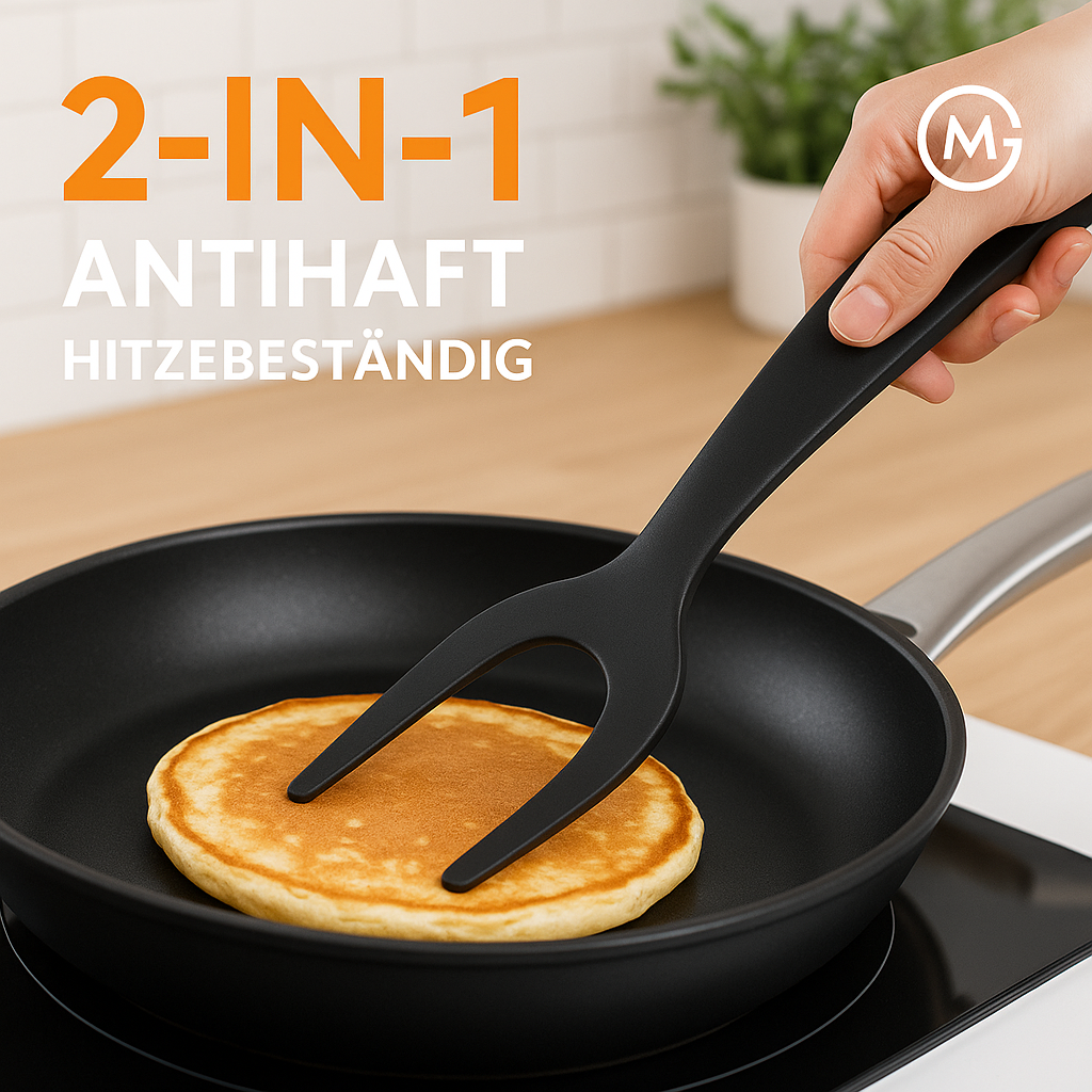 2-in-1 Spatelzange Nylon Antihaft hitzebeständig für Küche DE.