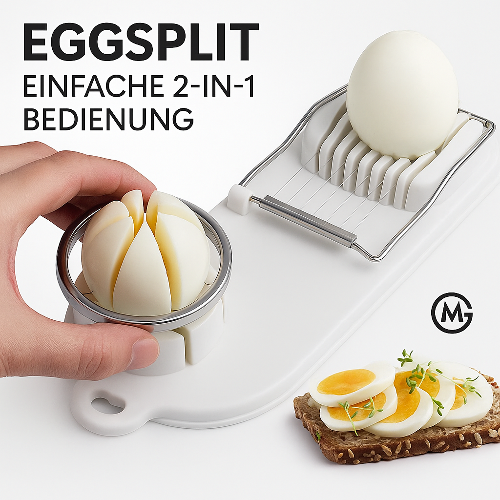 Eierschneider 2-in-1 Edelstahl mit rutschfester PP-Basis DE.