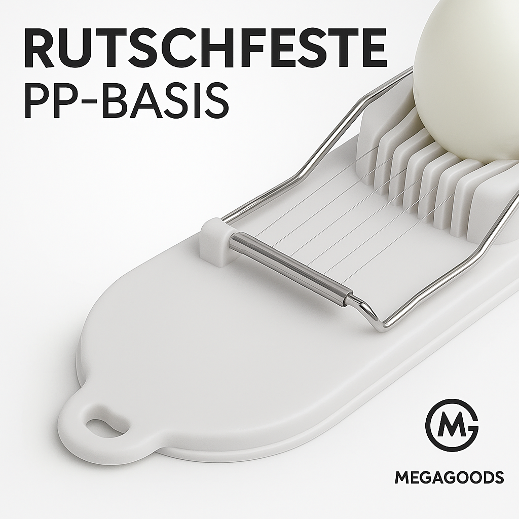 Eierschneider 2-in-1 Edelstahl mit rutschfester PP-Basis DE.