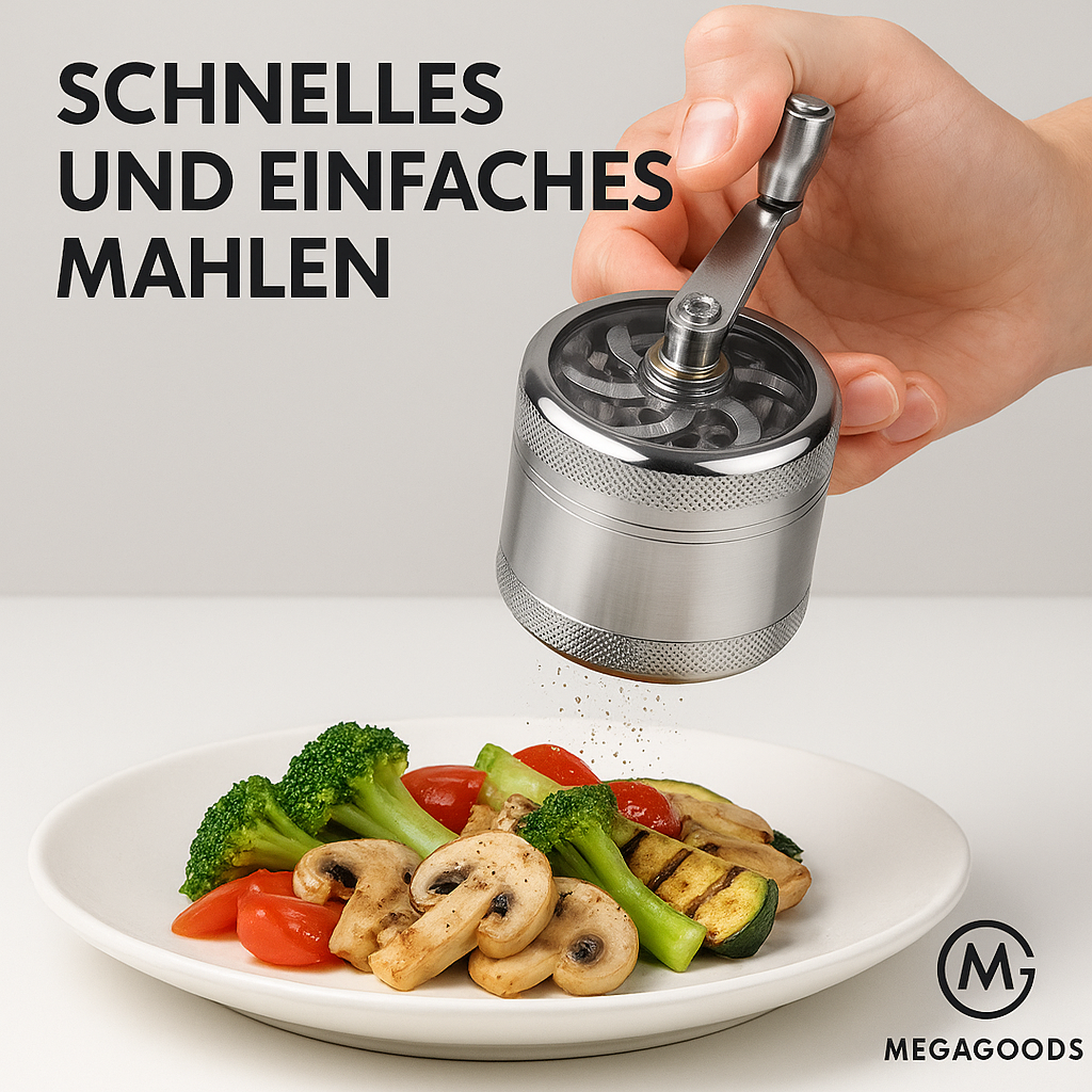 Nuss- und Gewürzmühle für Muskat Ingwer Salz Pfeffer DE.