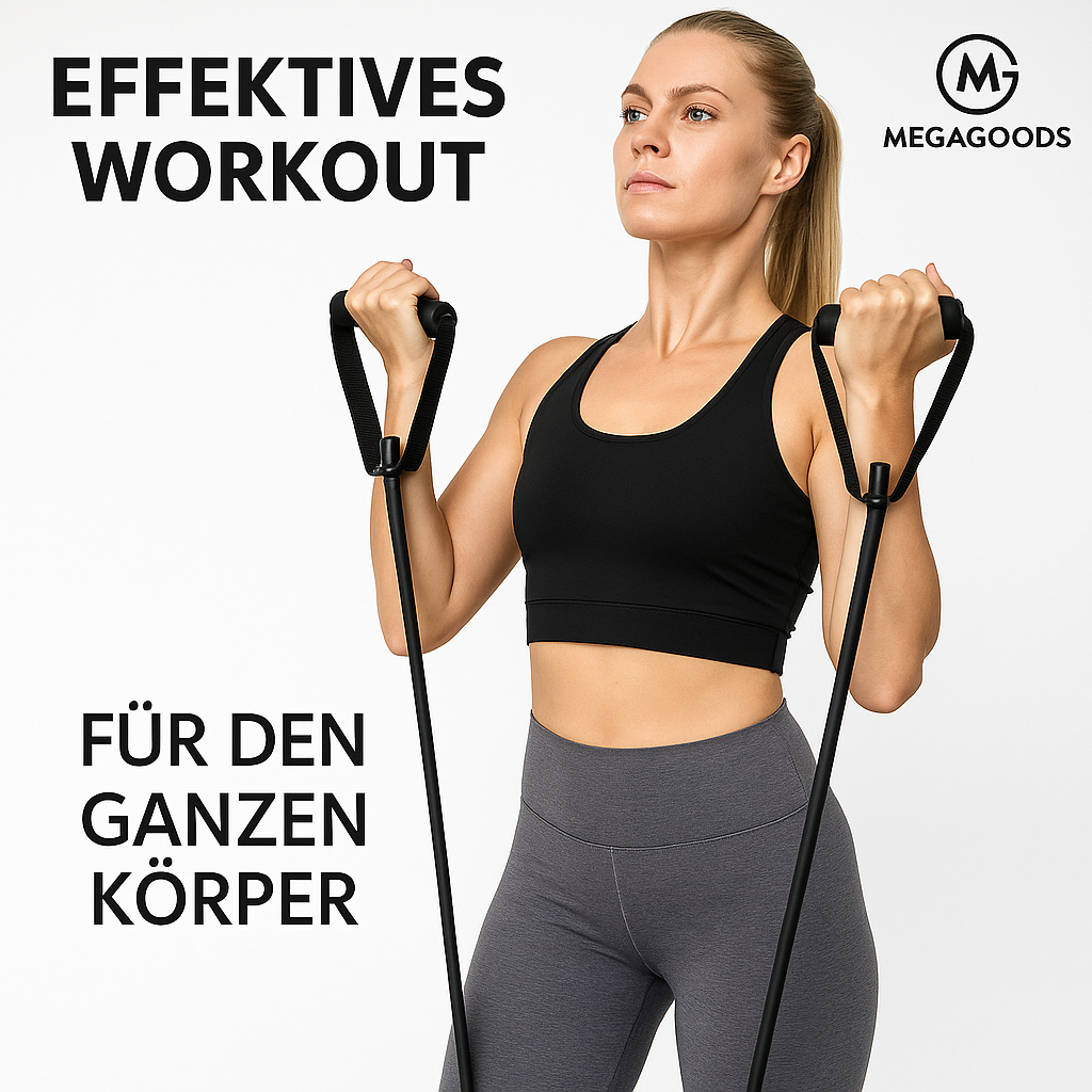 Widerstandsband mit Griffen Fitnessband Home Gym Training DE.