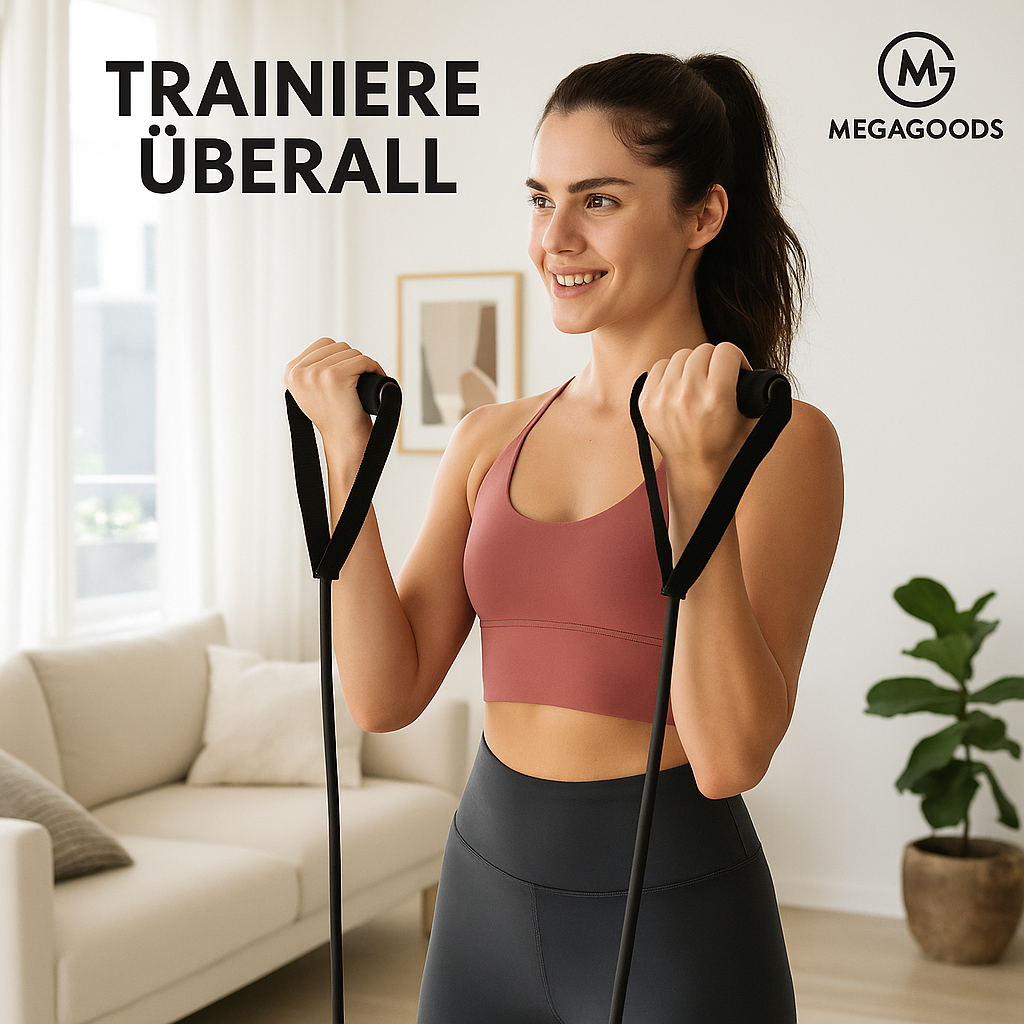 Widerstandsband mit Griffen Fitnessband Home Gym Training DE.