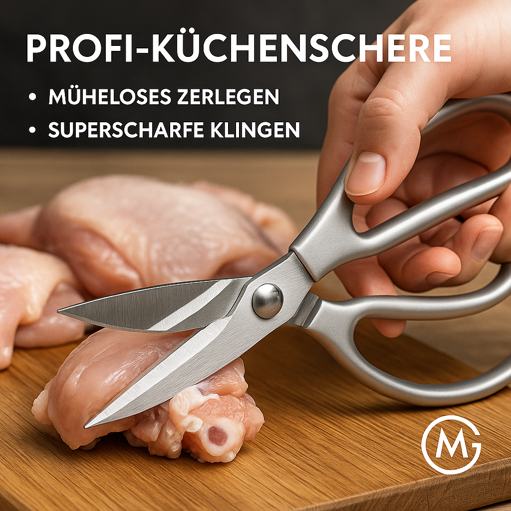 Profi-Küchenschere 8,5 Zoll Edelstahl superscharf für Fleisch und Knochen DE.