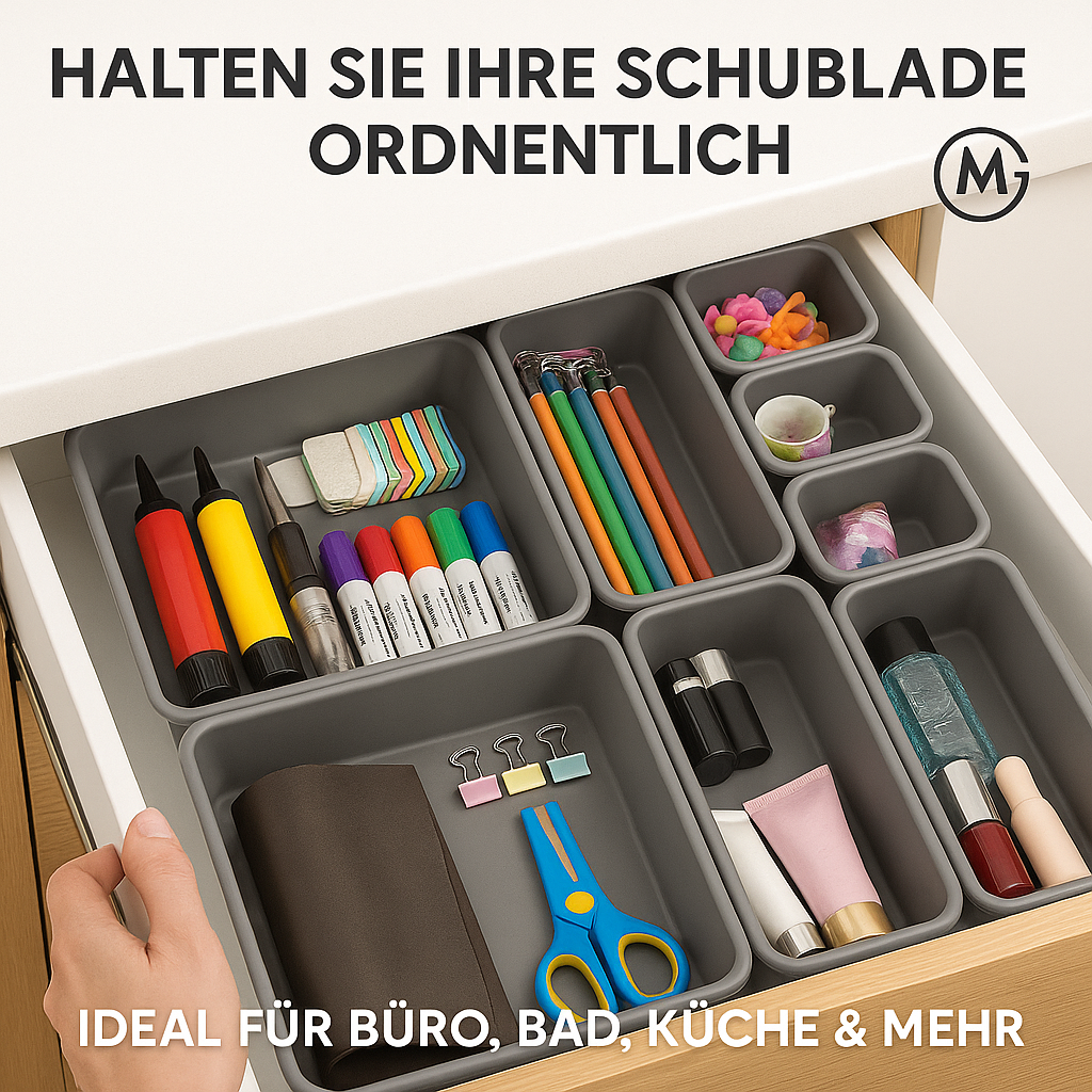 8er-Set Schubladen Organizer Boxen verstellbar Bad Küche DE.