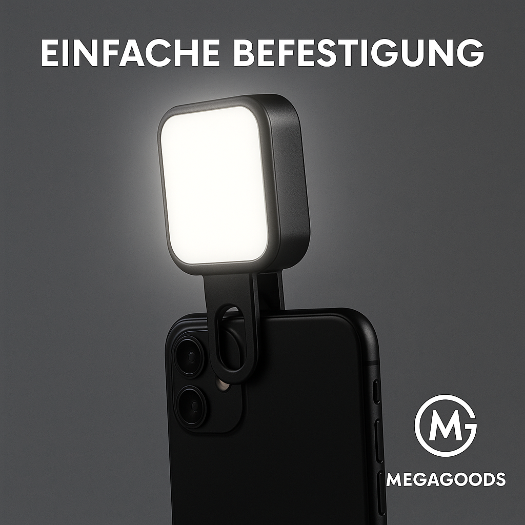 Mini-Selfie-Licht LED Clip-On dimmbar 3 Stufen für Handy DE.