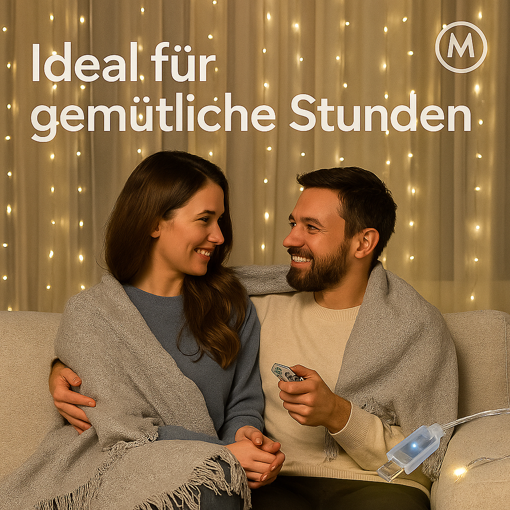 LED Lichtervorhang 3x2m USB 8 Modi für Party Hochzeit Innen DE.