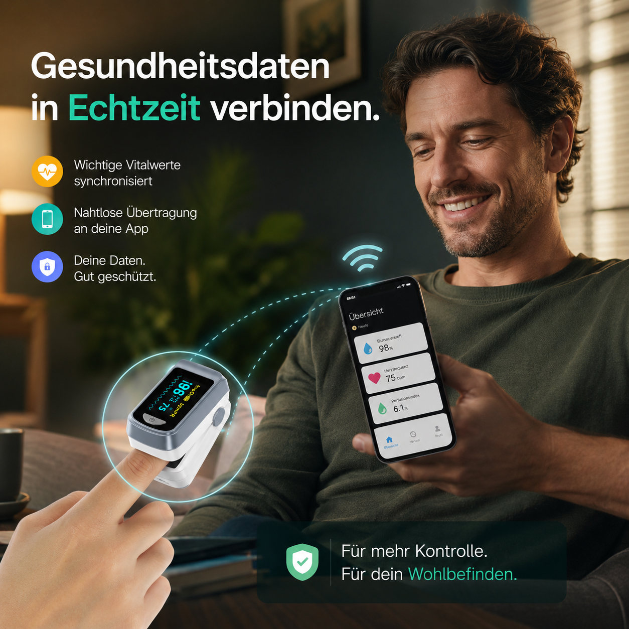Oryzom™ PulseTrack Pulsoximeter Fingerpulsoximeter Finger Sauerstoffsättigung