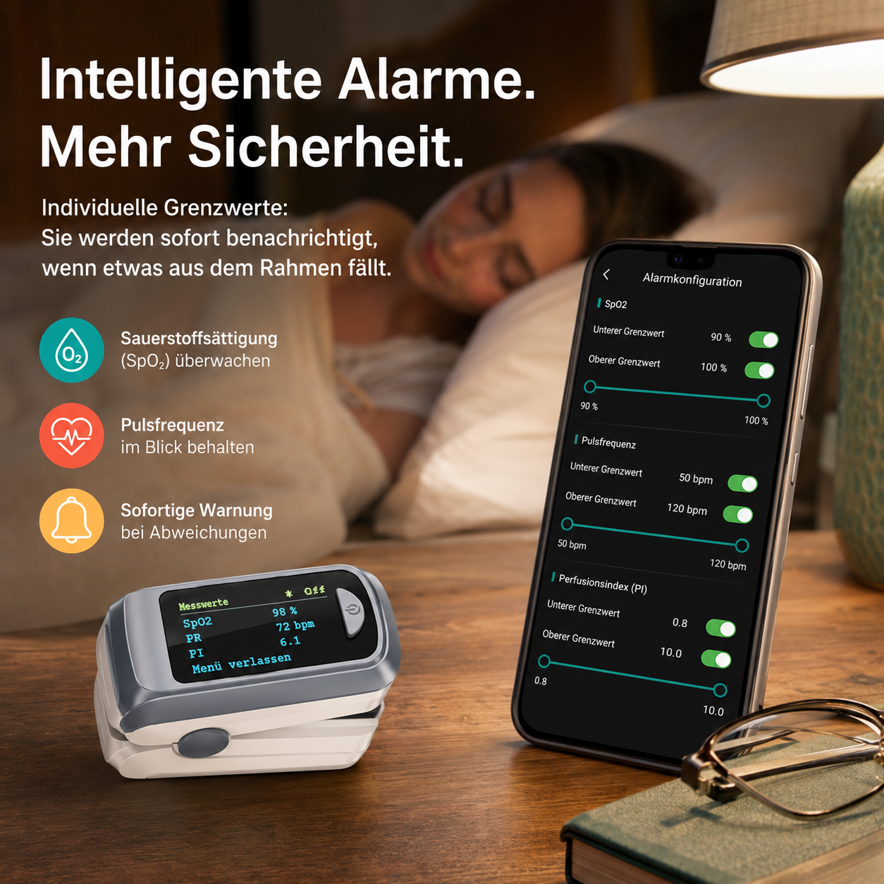 Oryzom™ PulseTrack Pulsoximeter Fingerpulsoximeter Finger Sauerstoffsättigung