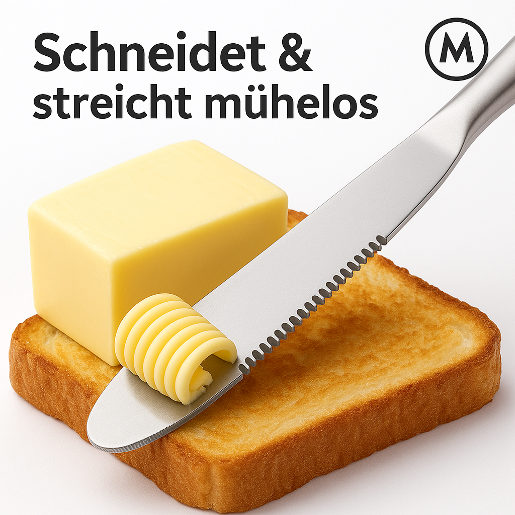 Butterstreichmesser Edelstahl für Butter Käse und Dessert DE.