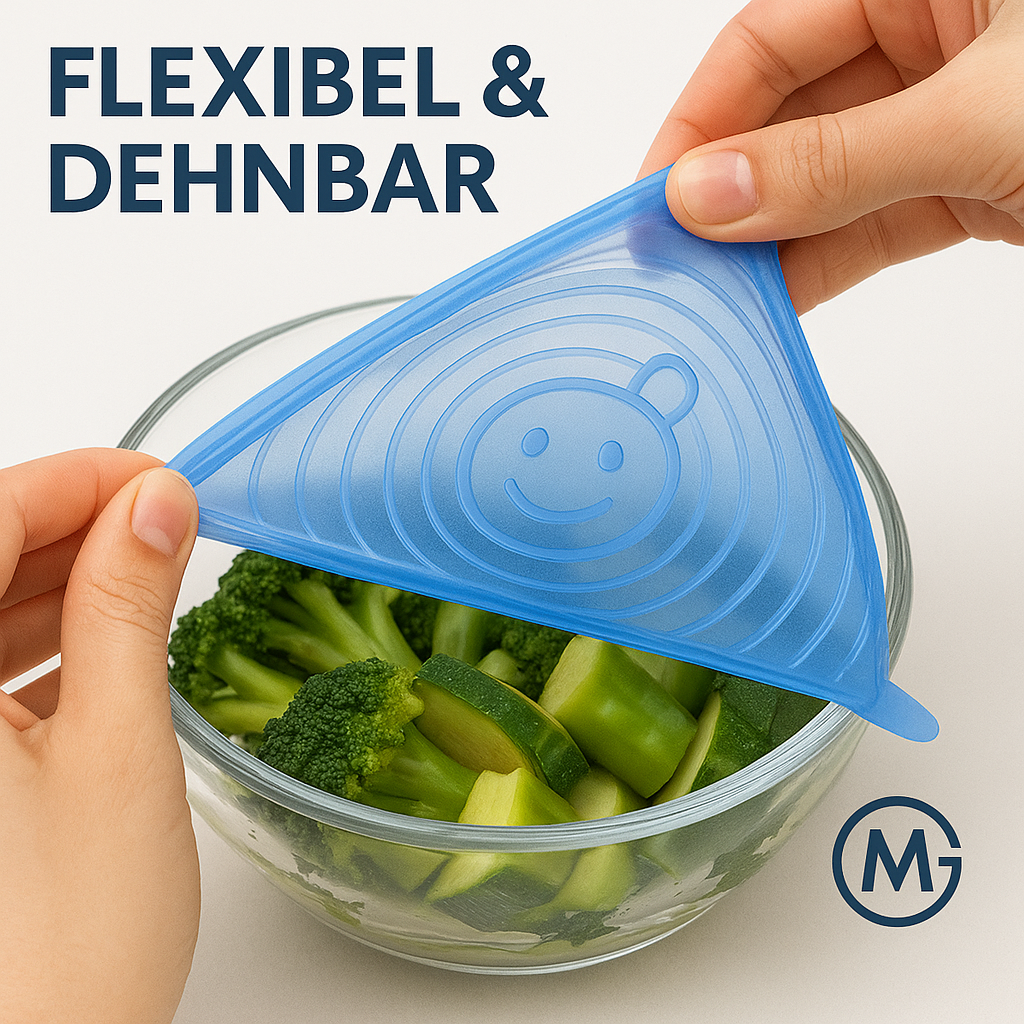 6er-Set Silikondeckel dehnbar luftdicht lebensmittelecht DE.