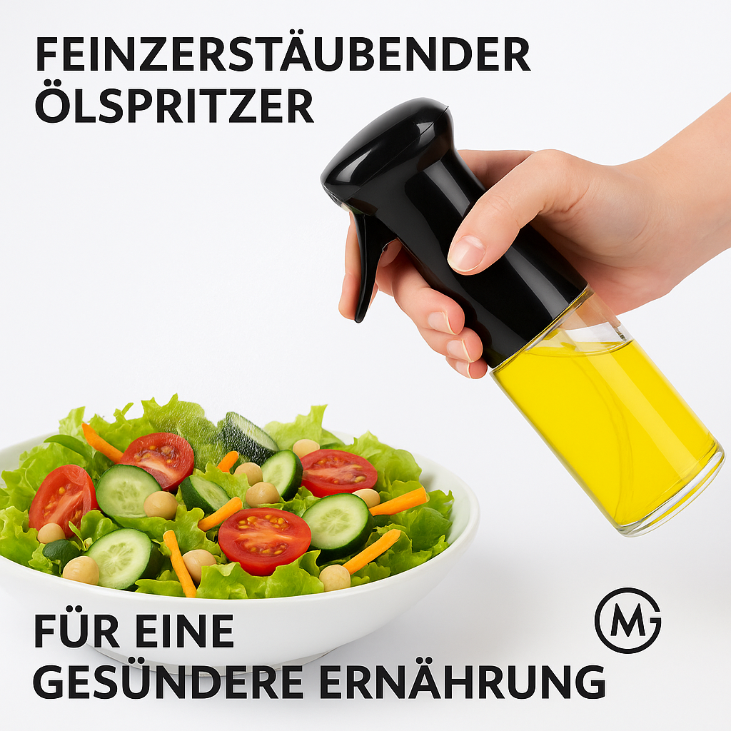 Öl-Sprühflasche feinzerstäubend für Küche Grillen Salate Fitness DE.