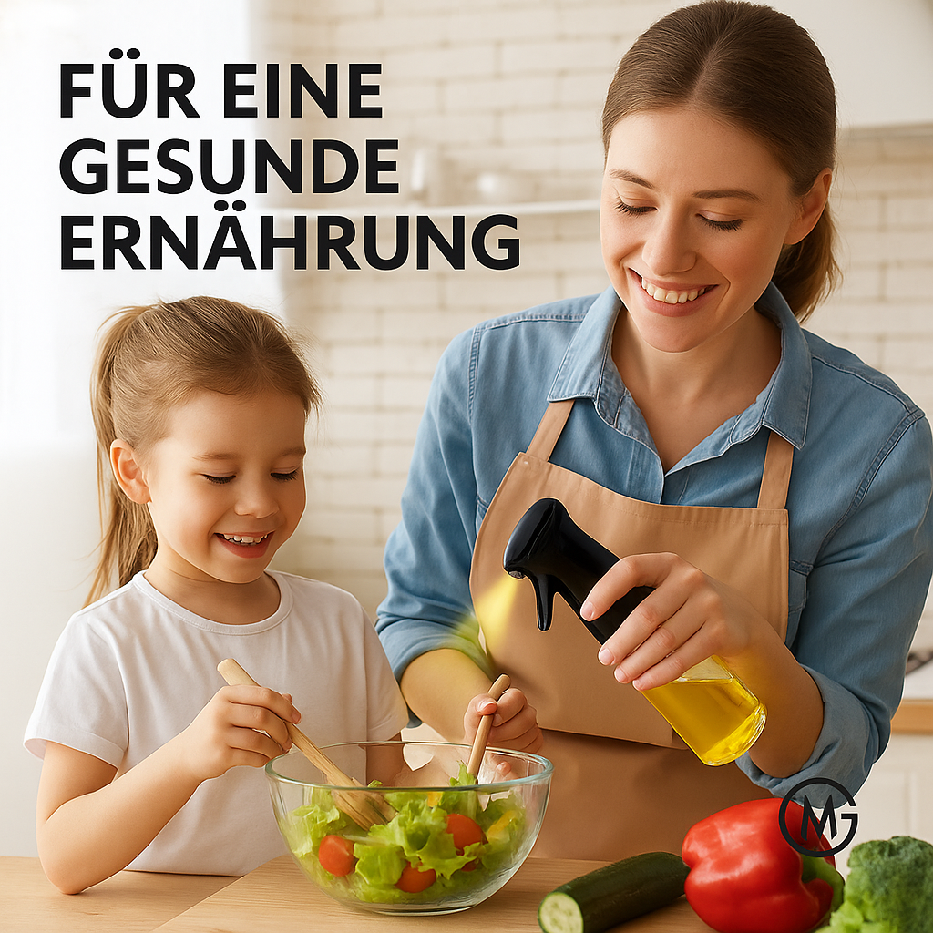 Öl-Sprühflasche feinzerstäubend für Küche Grillen Salate Fitness DE.