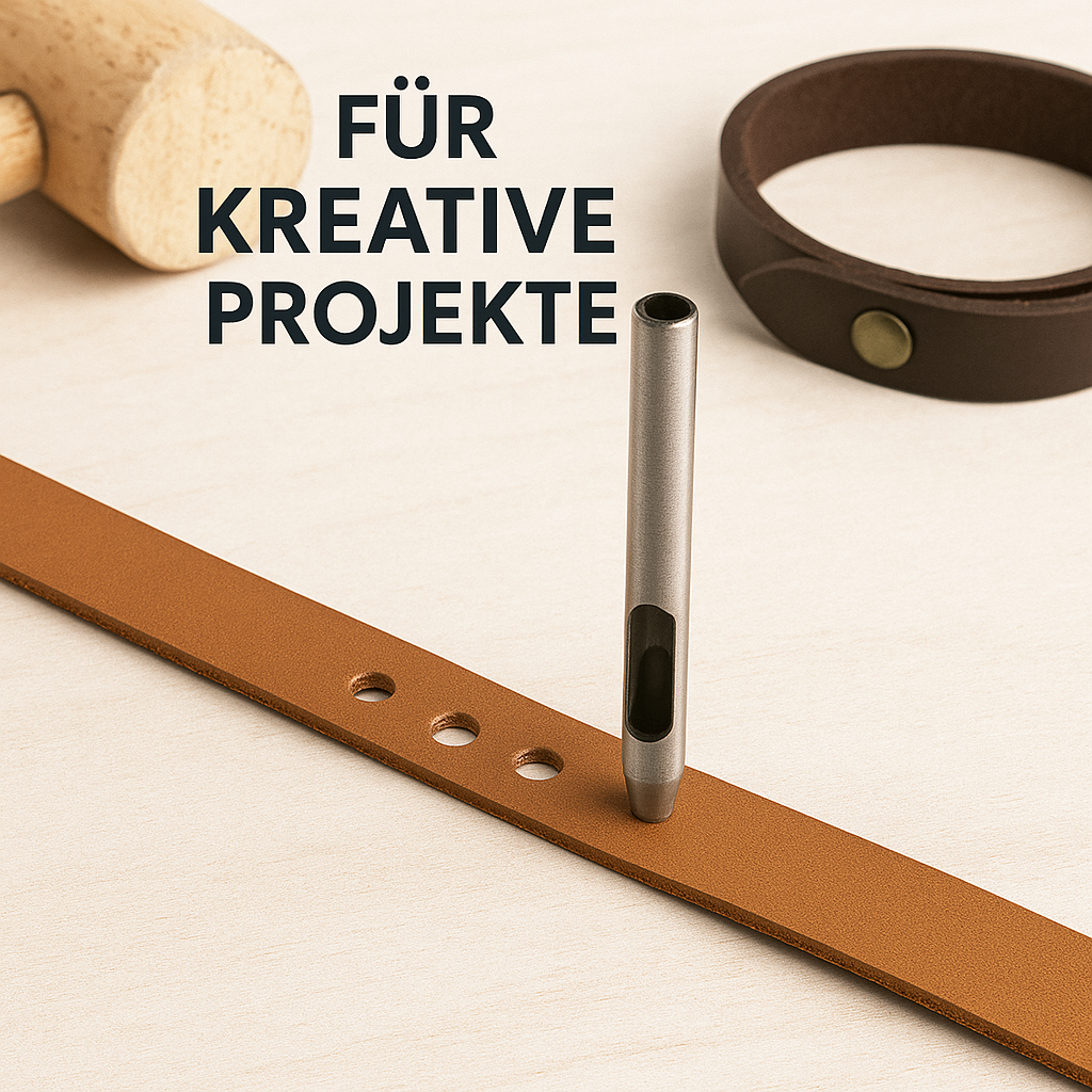 Leder-Lochstanzer Set aus Stahl für Gürtel und Armbänder 6-tlg DE.