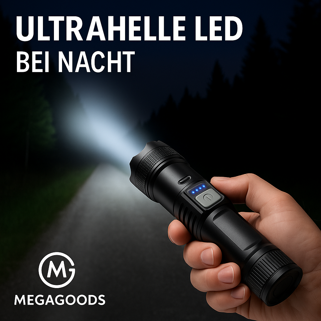 P70 LED Taschenlampe 5000LM Zoom Notfalllicht mit Akku DE.