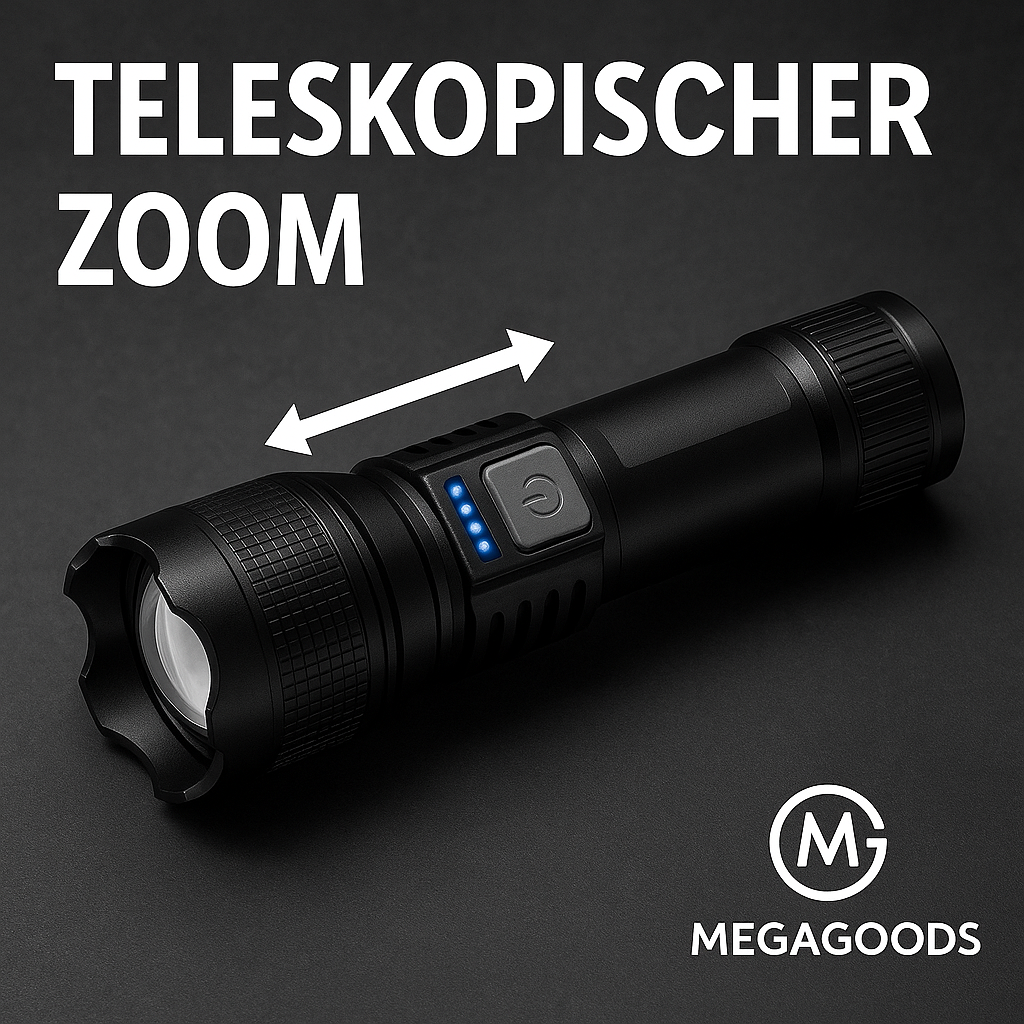 P70 LED Taschenlampe 5000LM Zoom Notfalllicht mit Akku DE.