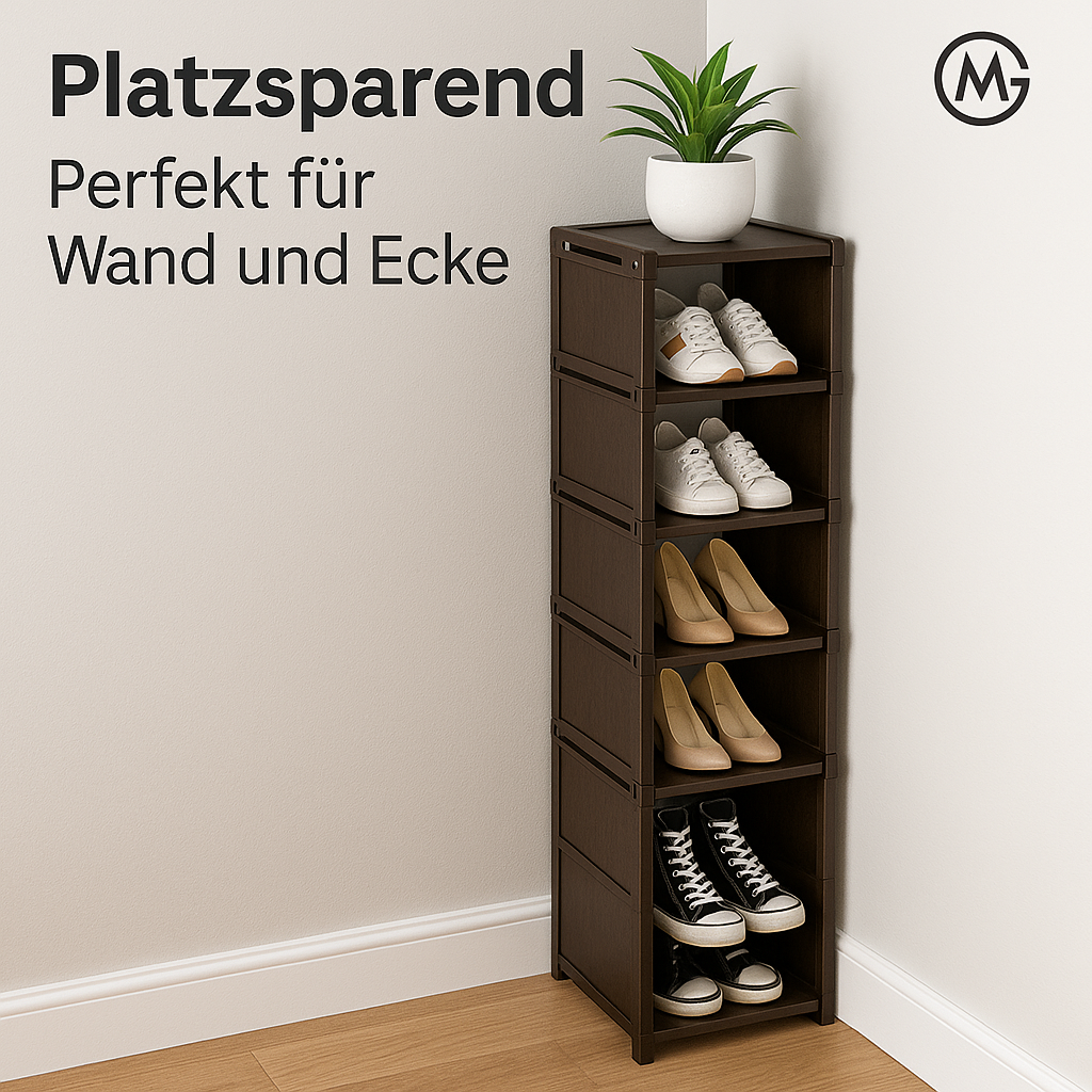 Stapelbares Schuhregal platzsparend für Wand und Ecke verstellbar DE.