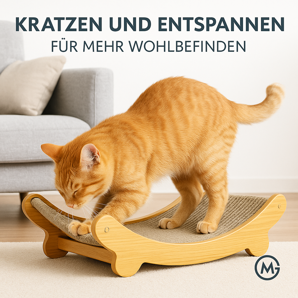Holz Kratzbrett Katzenbett 2in1 robust mit Kratzmatte DE.